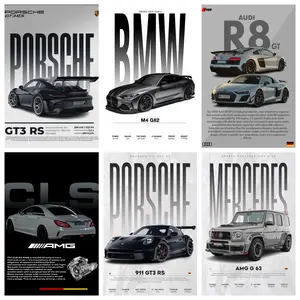 Modern Sports Car Canvas Poster  GT3 RS  M4  AMG  R8  Car Wall Art  Minimalist Car Poster  Garage Decor  Gift for Car Enthusiasts  Home Decor