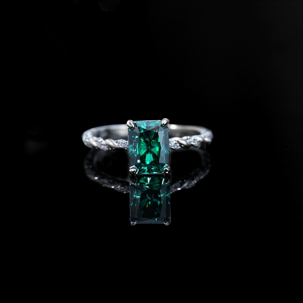 Delzzad 3ct Solitaire Twist Band Ring Radiant Synthetic Moissanite Ring Band In 925 Sterling Silver Christmas Gift