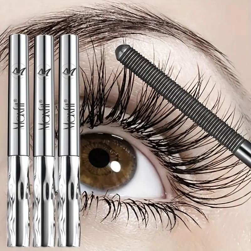 Waterproof Volume Mascara 3-Pack: Lengthening & Curling Smudge-Proof Formula for Sensitive Eyes, All-Day Wear with Steel Brush, Cosmetic, Beachproof Mascara, Natural, All-Day Stay Mascara