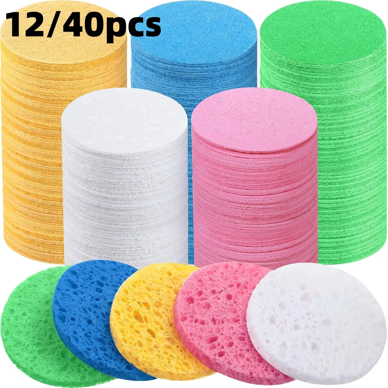 Compressed Facial Sponge, 12/40pcs Disposable Facial Exfoliating Pad, Facial Skin Care Tool for Cosmetologists, Makeup Kit