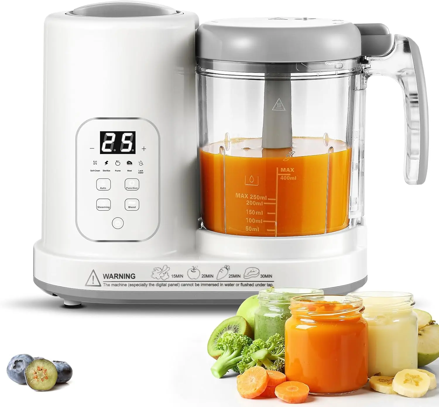 Multifunctional Food Processor with Steam Basket - Household Kitchen Appliances, Multifunctional Food Chopper, 1-Step Steamer Puree Blender Grinder, Auto Cooking Sterilizing, BPA-Free Cordless Durable Vegetable Slicer for Healthy Homemade Meals