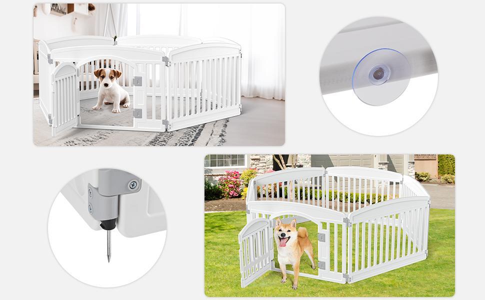 【Summer Sale】Plastic Pet Playpen - Portable Puppy Fence, Durable Puppy Exercise Pen with Lockable Playpen Gate, Non-Slip Bottom, for Indoor & Outdoor Use, Playpen Gate Playpens
