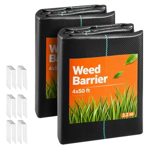 【DealsForYouDays】VEVOR Weed Barrier Fabric Heavy Duty, 2 Packs 4x50FT 3.2oz Weed Blocker Fabric, Woven Landscape Fabrics, Garden Fabrics Weeds Barrier, Weeds Control Ground Cover, Geotextile Webbing, Black