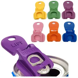 Easy Can Tab Opener & Colorful Drink Caps, 6 Pack Bug & Dust Proof Soda/Beer Can Covers