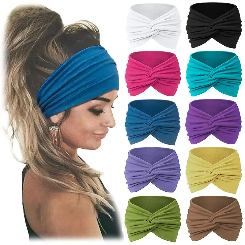 10PCS athletic Headbands，Stretchy ,Non-Slip, Breathable, fashion headbands,elastic sweatband headband.That Moves With You, Multiple Colors for Yoga, Makeup, Errands Outfit Matching, Accessories