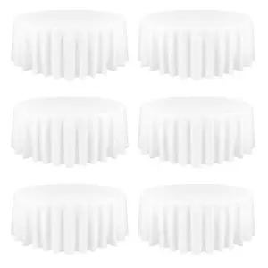 MTREO 6 10 Pack Round Tablecloth 90/120 inch Table cloths for Round Tables,Stain and Wrinkle Resistant Washable Polyester Tablecloths Table Cloth Round Table 90/120 Round Table Cloth for Wedding Party