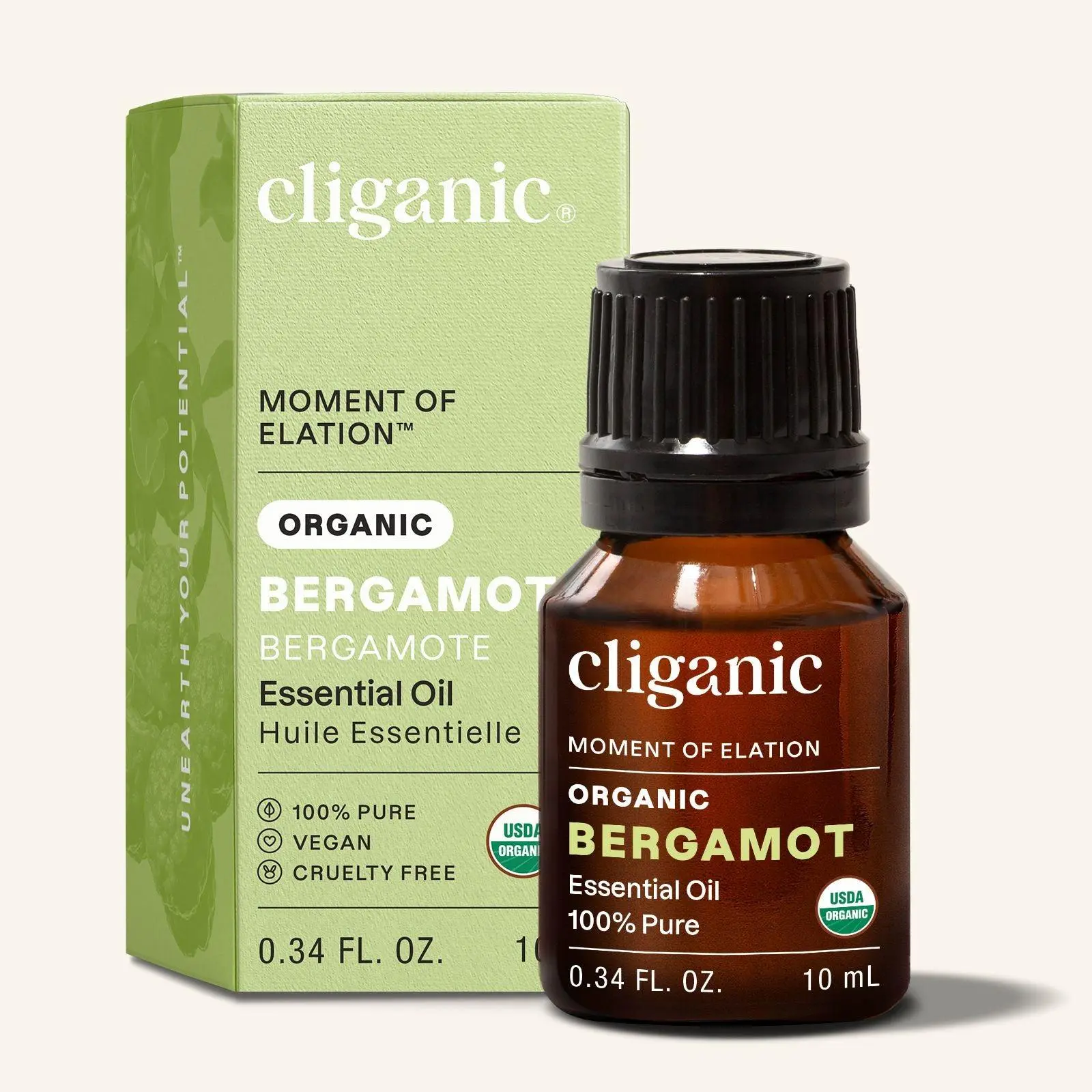 Cliganic Essential Oil Organic Bergamot 10 mL - 100% Pure, Vegan-Free, Aromatherapy Solution for Wellness and Therapeutic Applications Lemon Scent Healthcare