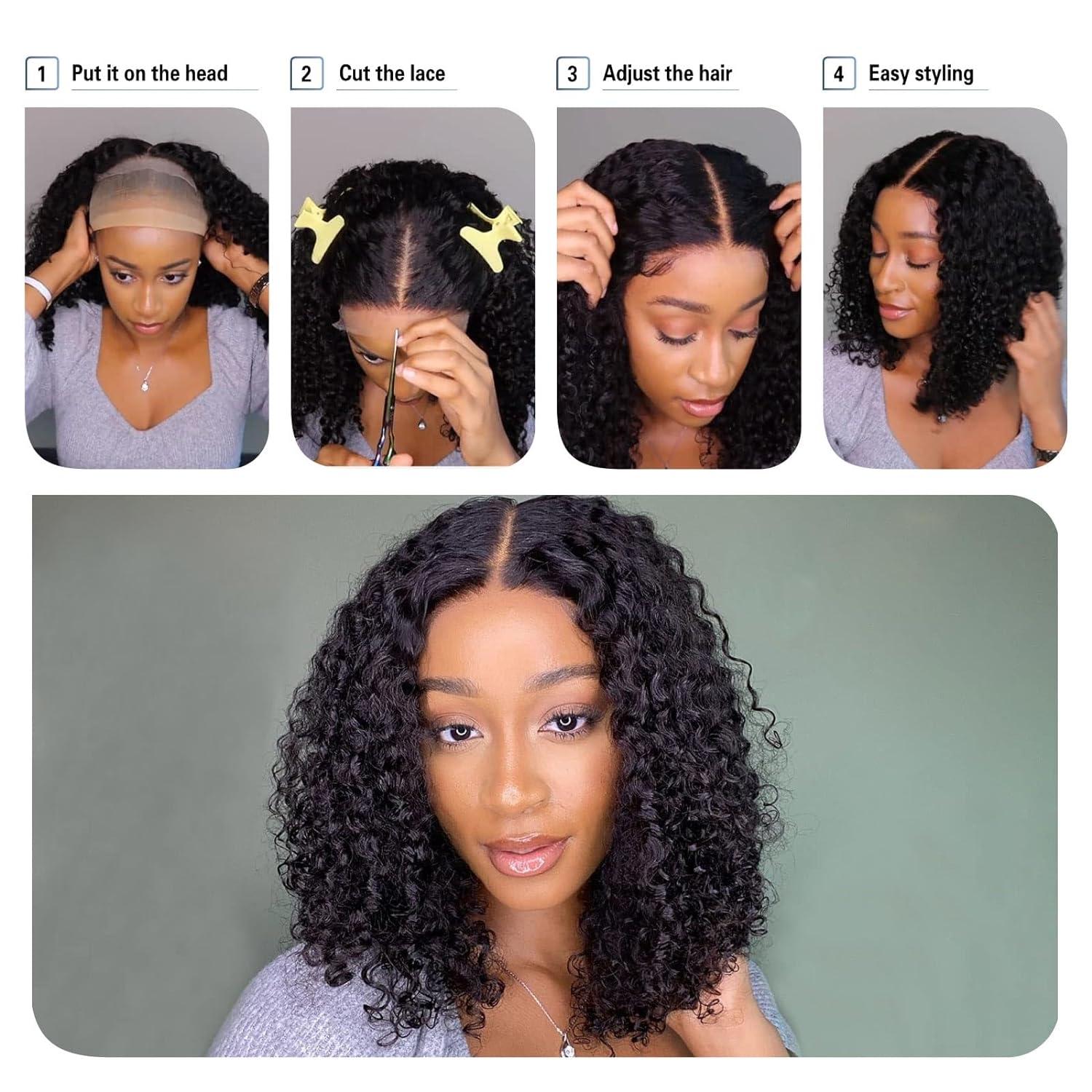 Deep Wave Curly Bob Glueless Wig 100% Human Hair Ready To Wear 6x4 Hd Lace Closure Wig Jerry Burmese Curly Frontal Short Bob Water Wave Wig Ready to Wear And Go For Women On Sale
