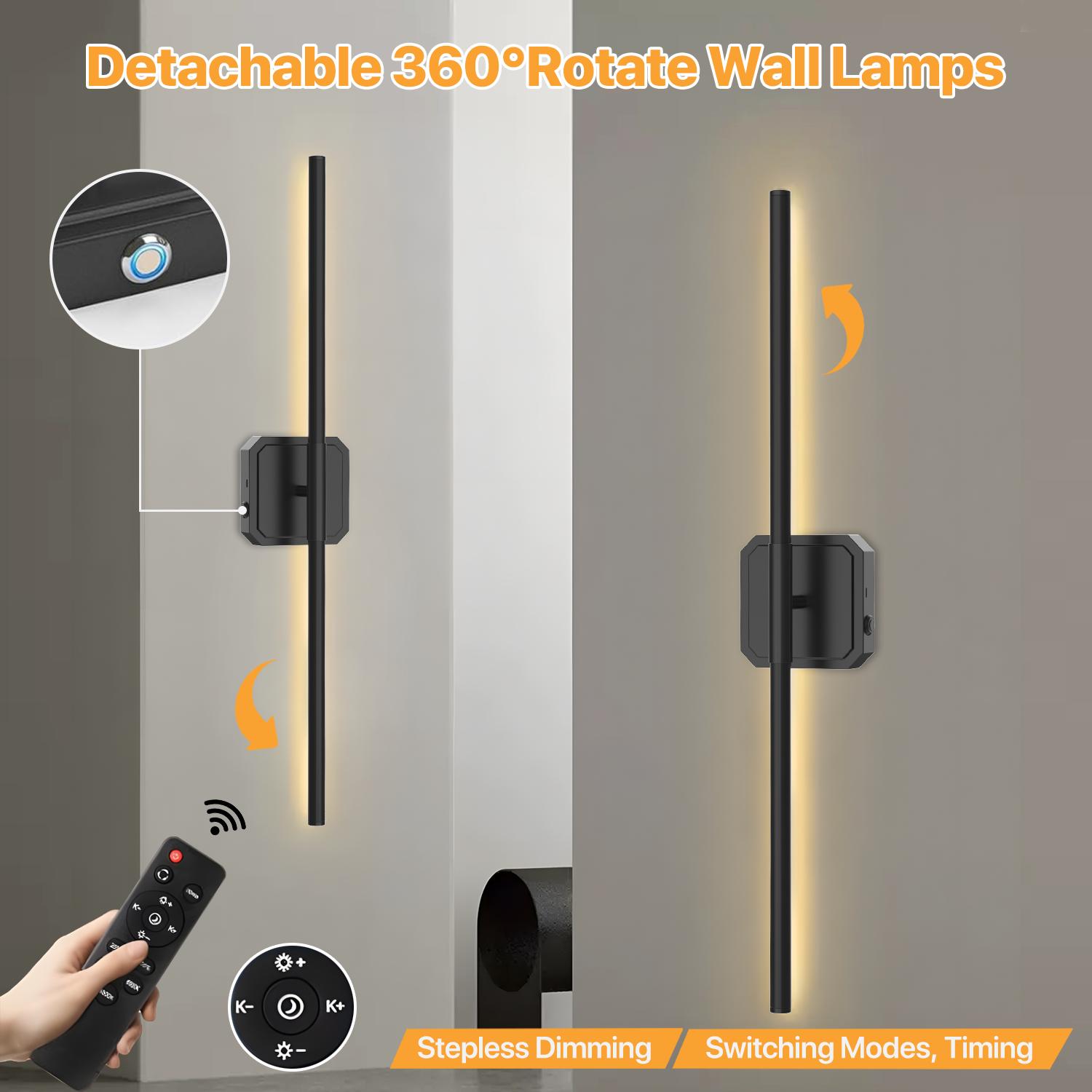 FLOWGO Bedroom Wall Lamps & Sconces With Remote Control, Dimmable Wall Sconces Set Of Two, Led Wall Mounted Light, 10000mAh Battery Operated Wall Sconce, Rechargeable Wall Lamp, 350°Rotate, 3000K-6000K, For Bedroom, Living Room, Hallway FLOWGO Bedroom Wall Lamps & Sconces With Remote Control, Dimmable Wall Sconces Set Of Two, Led Wall Mounted Light, 10000mAh Battery Operated Wall Sconce, Rechargeable Wall Lamp, 350°Rotate, 3000K-6000K, For Bedroom, Living Room, Hallway