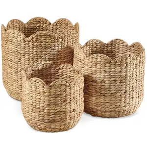 Best Choice Products Scalloped 3PC Water Hyacinth Nesting Baskets Best Choice Products Scalloped 3PC Water Hyacinth Nesting Baskets