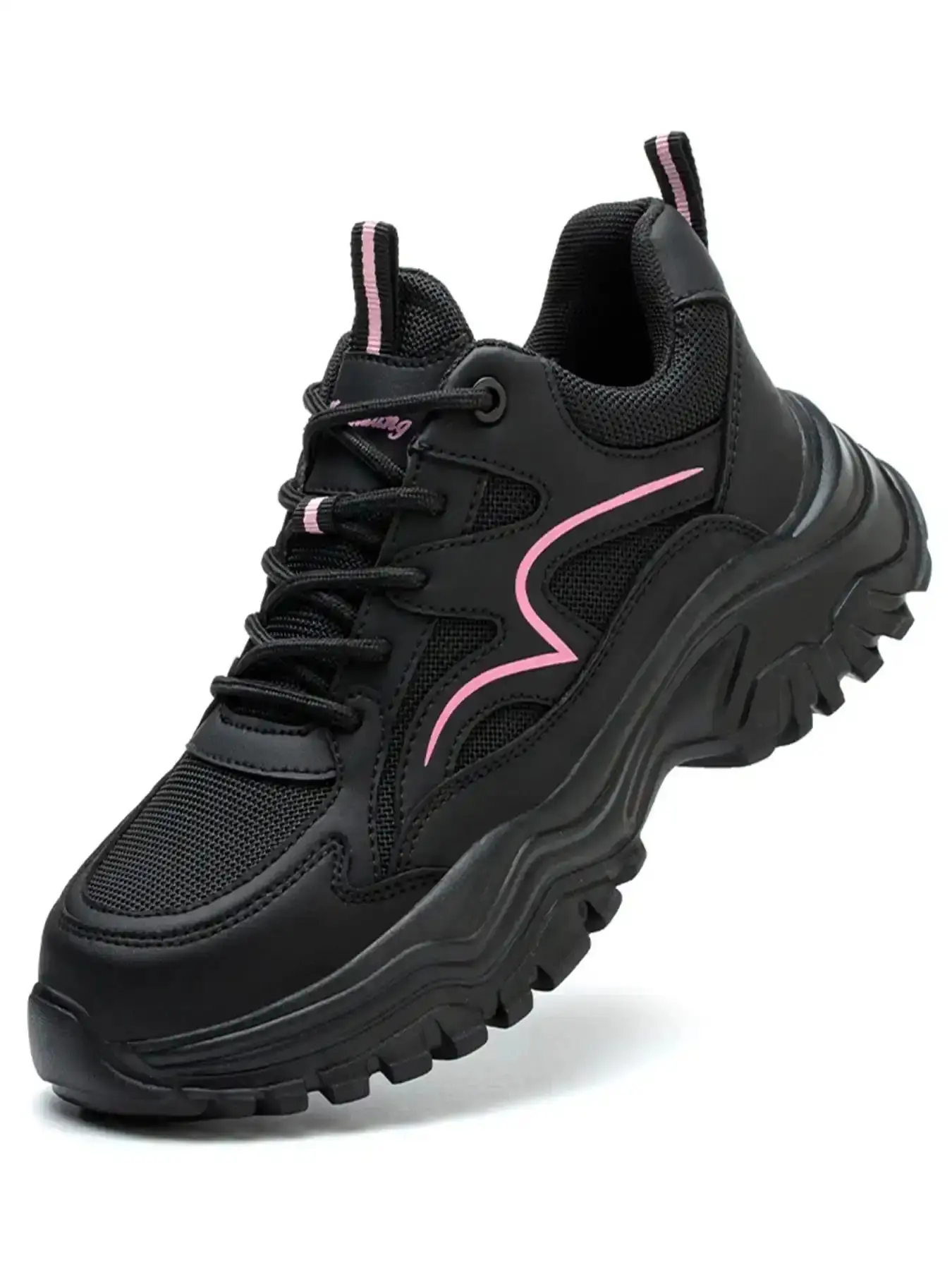 Women's Fashion Lace Up Front Work Safety Shoes, Casual Comfort Breathable Anti-smash Anti-puncture Sports Female All-match Round Toe for Daily Wear, Steel Trainers classic design everyday essential versatile style