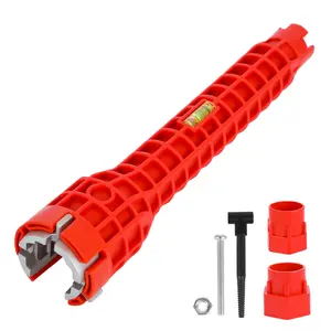 Alocre 8 in-1 Multifunctional Sink & Faucet Installer Wrench - Plumbing Tool for Bathroom/Kitchen Toilet Pipe Repair & Installation (Red)