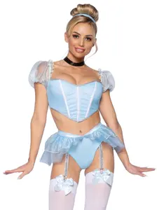 Glass Slipper Princess Sexy Halloween Costume for Women Fabric Fairy