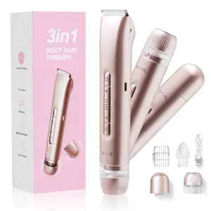 Bikini Trimmer for Women,Electric Shaver and Razor Rechargeable 3-in-1 Body and Facial Epilator,Painless Trimming of Pubic Hair, Face, Underarms and Legs, IPX7 Waterproof. Vibration Massage Function 6000~7000 Vibration Min - Clipper,Gift