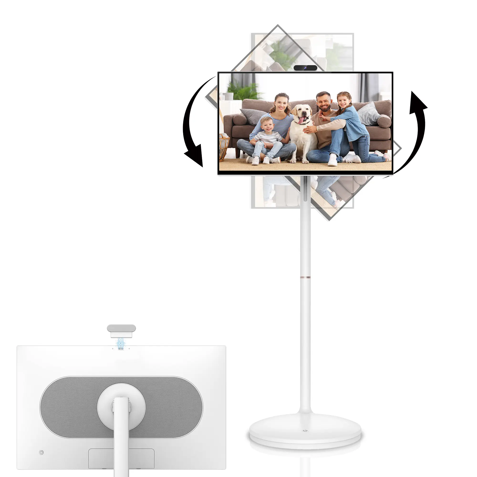 32-inch Smart Portable LCD Panel TV - 1080P Touch Screen HD, 90° Rotating Stand, Android 13 OS, 8GB RAM+128GB Storage, 10000mAh Batteries, Dual 10W Speakers, Infrared Remote, Home Use, TikTok Shop Back to School, Smart Portable Tv