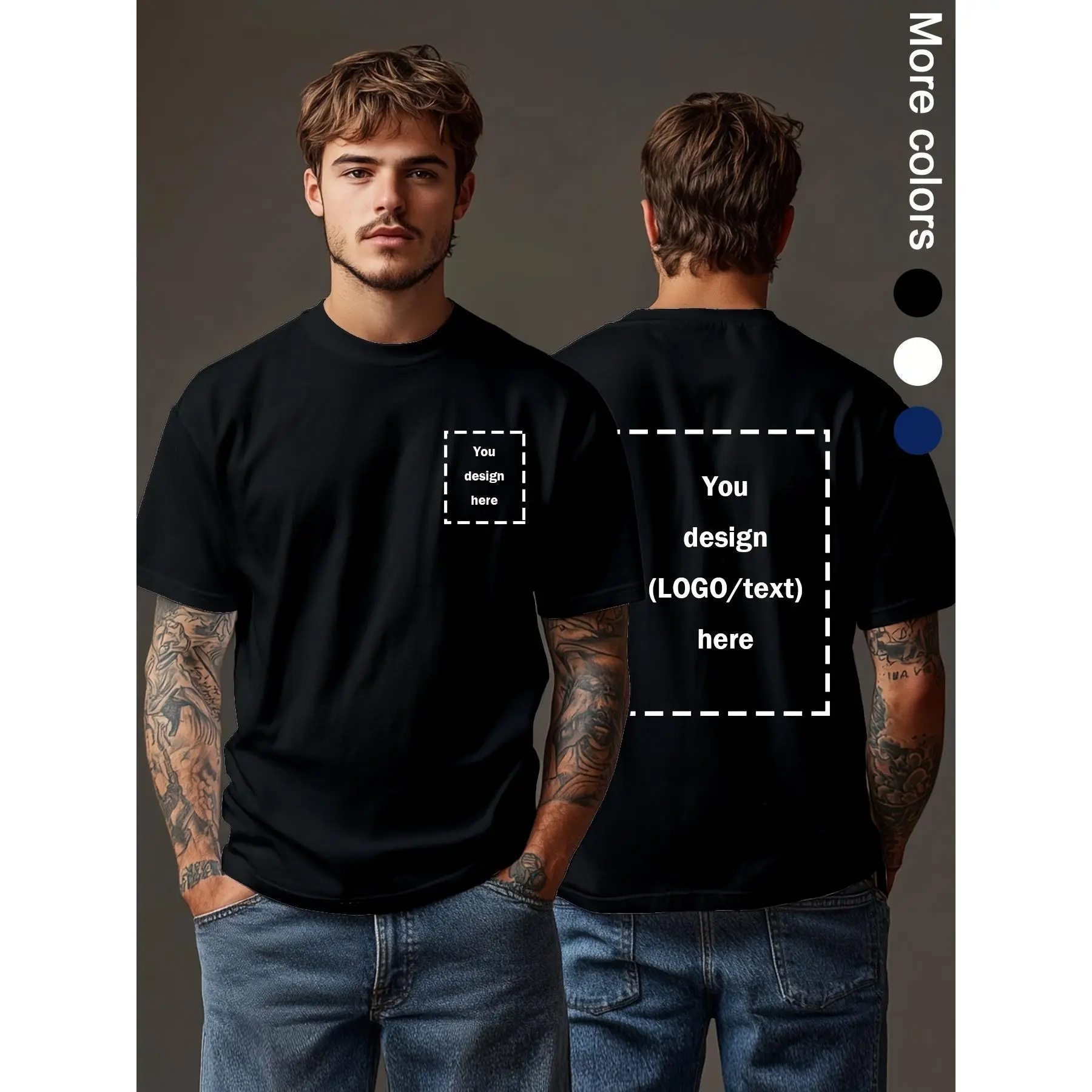 Customized Graphic T-Shirt, Unisex Casual Streetwear Short Sleeve Cotton Tee, Personalized with Your Logo for Team Uniforms & Events, Shortsleeve, Tshirt, Soft, Classic, Thanksgiving, Valentines Day, Retro, Print, Breathable, Tops, Romance, Round Neck
