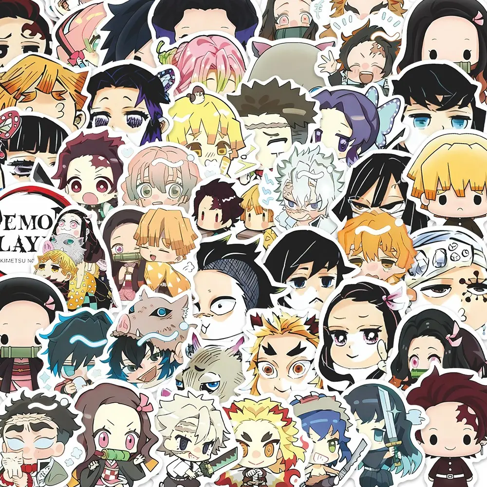 57Pcs Demon Slayer Chibi Stickers Pack, Waterproof Cute Anime Character & Chibi Art Vinyl Decals for Laptop, Water Bottle, Journal, Scrapbook & Scrapbooking, Anime Fan Gift, Stickers Kit, Scrapbook Accessories
