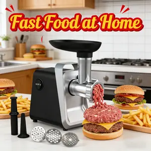 North American Household MG-S10 Electric Meat Grinder, 110-120V 200W UL 982 Certified, V-0 Flame Retardant PPS Shell Class B Motor, 125℃ Thermal Protection, Stainless Steel Blade for Meat Filling Vegetable Grinding Sausage Making