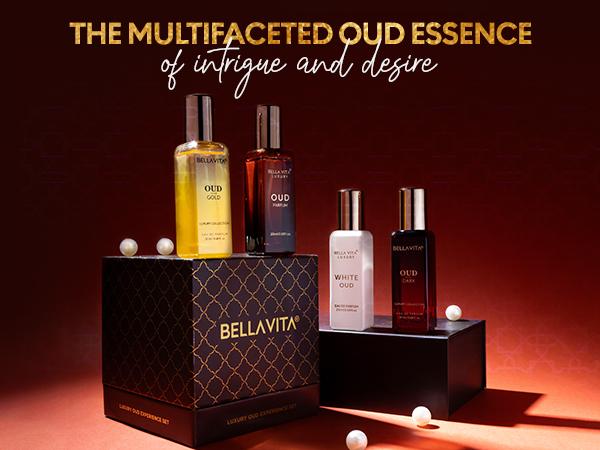 Bellavita Luxury Oud Experience Perfume Gift Set | 4 Oud Fragrances Including White Oud & Oud Gold | Perfume Gift Sets for Women & Men | Arabic Luxury Collection | Women’s Day Special