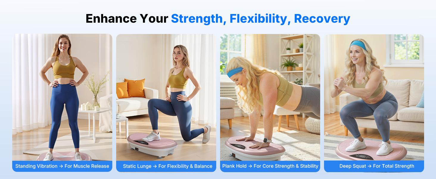 Merach 4D Vibration Plate 440LBS Capacity with Triple Motors for Lymphatic Drainage & Exercise Machine with Mat, Remote, and Resistance Bands