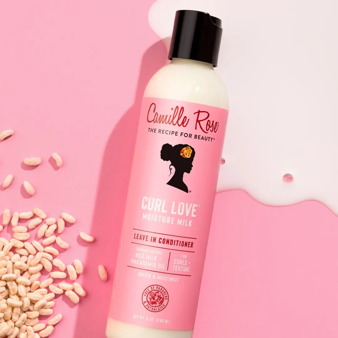 Camille Rose Curl Love Moisture Milk - 8oz Softening Leave-In Conditioner with Macadamia Seed Oil, Rice Milk & Elm Bark for Hydration, Detangling, Breakage Prevention - Curly Hair & Coils (Haircare Leave-In)