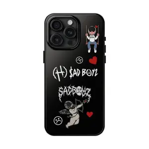 Sad Boyz Junior H Phone Case for iPhone 16 15 14 13 12 11 Pro Max Silicone Polycarbonate Durable Impact Resistant Glossy UV Protection Case Cover