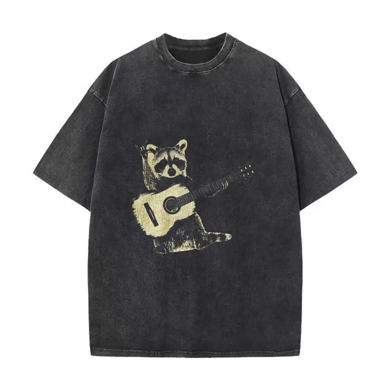 Raccoon Playing A Guitar, Funny Animals Washed tee