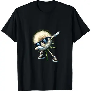 Funny Dab Flower Dancing Dabbing Dandelion Casual Short Sleeve Cotton T-Shirt