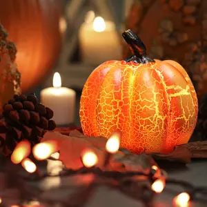 LED Halloween Pumpkin Lantern Resin Pumpkin Lamp Multiple Shapes Halloween Dress Up Props