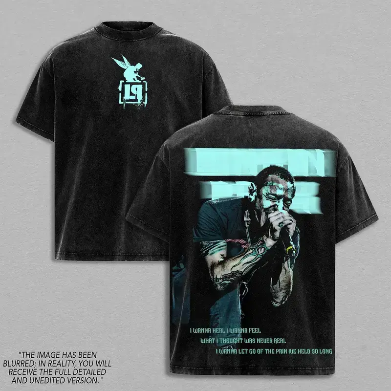 Chester Bennington Legacy Tee – Vintage Acid Wash Heavy Cotton Oversize Unisex Rock Band T-Shirt, Retro Y2K Nu Metal Streetwear Top, Linkin'n Parks Music Merch for Fans 2000s Tour Collector Merch