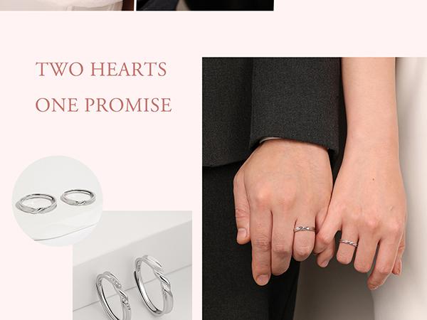 MEISSA Eternal Embrace Couples' Rings S925 Sterling Silver Mens Womens Matching Wedding Band Size Adjustable Personalized Gift Engrave Promise Ring Minimalist Perfect Gift Women Couple Ring for Women Handmade Engagement Christmas Gifts Gift for Her Women