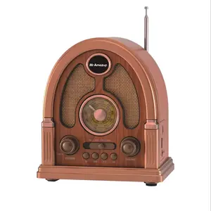 M-Amazup multifunctional faux wood-grain radio, wireless speaker, TF card player, audio input interface, AM/FM/SW three-band radio, stereo speaker, MP3 player, record player, speaker rack, speaker, Bluetooth speakers, portable Bluetooth speaker