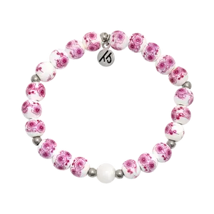 Floral Moments Bracelet- Pink Painted Porcelain Beads