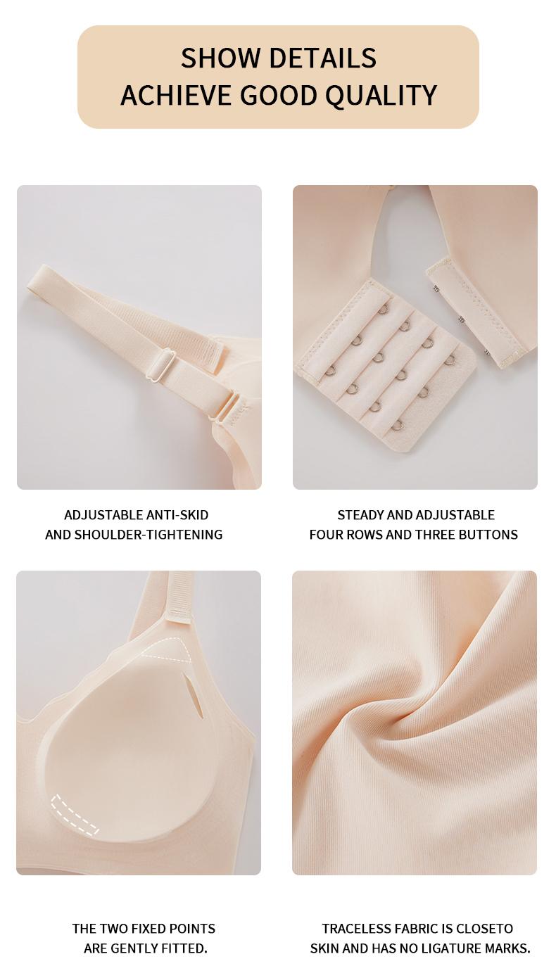 Women's Seamless Wireless Bras 4-Pack - Supportive Full Coverage Push Up Bras with No Underwire Breathable Womenswear Adjustable Flat Straps Light bra jelly bra Flat   perfect gift for Mom, summerwins,summerwins