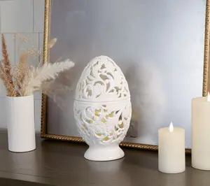 12.5" Illuminated Ceramic Egg by Valerie by Valerie
