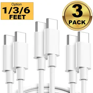 3 Pack USB-C to USB-C Fast Charging Cable, Type-C Data Sync Cord for iPhone 17 16 15 Pro Max Plus, iPad Pro/Air, Galaxy S25 S24 S23 S22