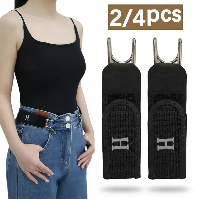 Buckleless Belt Hook, Tactical Metal Hook Elastic Belt - Unisex Buckle-Less Invisible Waist Belt for Work, EDC, Outdoor Adventures, Soft Adjustable Side, 2PCS Gift for Men & Women, Perfect Valentine's Day Gift Elastic Belt (Unisex)surprise gift