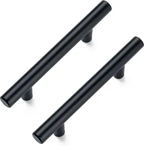 10 Pack Cabinet Pulls Matte Black Stainless Cabinet Handles, for Kitchen and Bathroom Cabinets, 5 Inch Length, 3 Inch Hole Center
