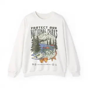 90s National Parks Unisex Sweatshirt, Granola Girl shirt with Respect the Local Wildlife design, cozy hiking and camping pullover for wanderlust lovers.