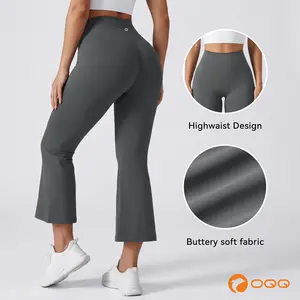 OQQ Women's Casual Pants Soft Wide Leg Cropped Flare Pants For Women High Waist Comfortable And Elastic Relaxed Trousers