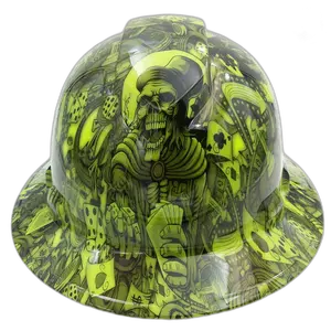Lime Gambling Skeleton & Cards - Custom Hydro Dipped Full Brim Hard Hat