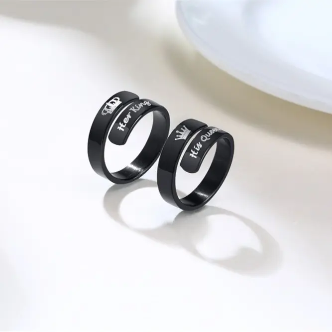 MP Custom Couple Rings Personalized Name Engraving Finger Bands ,18K Gold Plated Non Tarnish Jewelry ,Wedding Engagement Anniversary Promise Love Ring ,Daily Outfit Accessories Gift for Men Women birthday unisex Silver Stackable trendy stainless steel