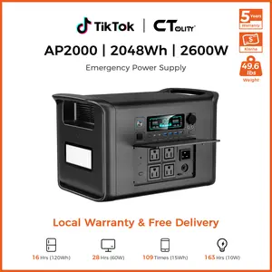 [Summer Vibes][Camping Essentials 2026 / Camping Gear]CTOLITY AP2000 2400W Solar Generators Emergency Power Outage Survival Supply Portable Power Station 2048Wh LiFePO4 LFP Battery Backup 1000W Fast Charging Outdoor Emergency Prep RV Home off Grid Living