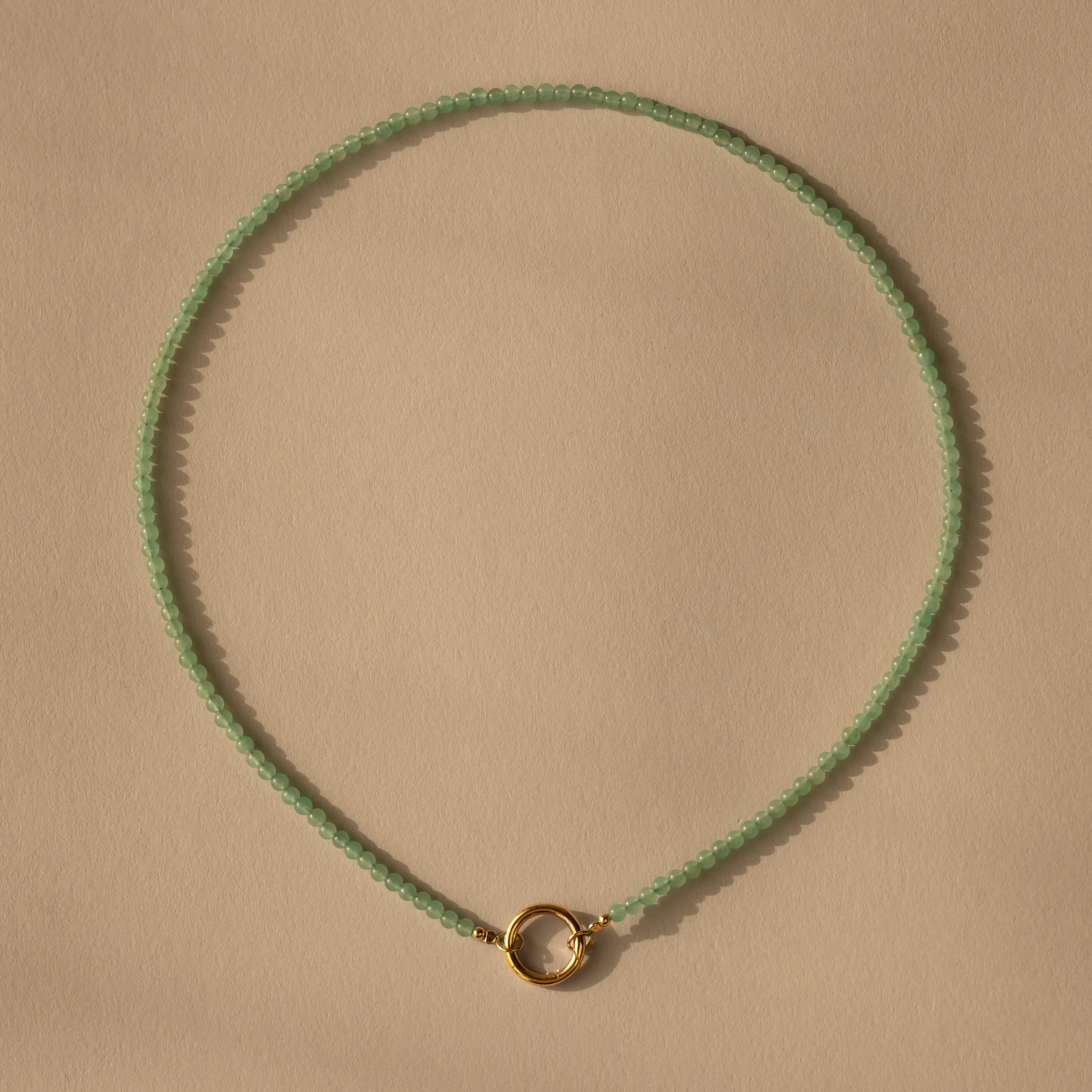 Beaded Jade Charm Necklace by Caitlyn Minimalist - Dainty Green Gemstone Clasp Necklace - Charm Holder Necklace - Perfect Gift for Her