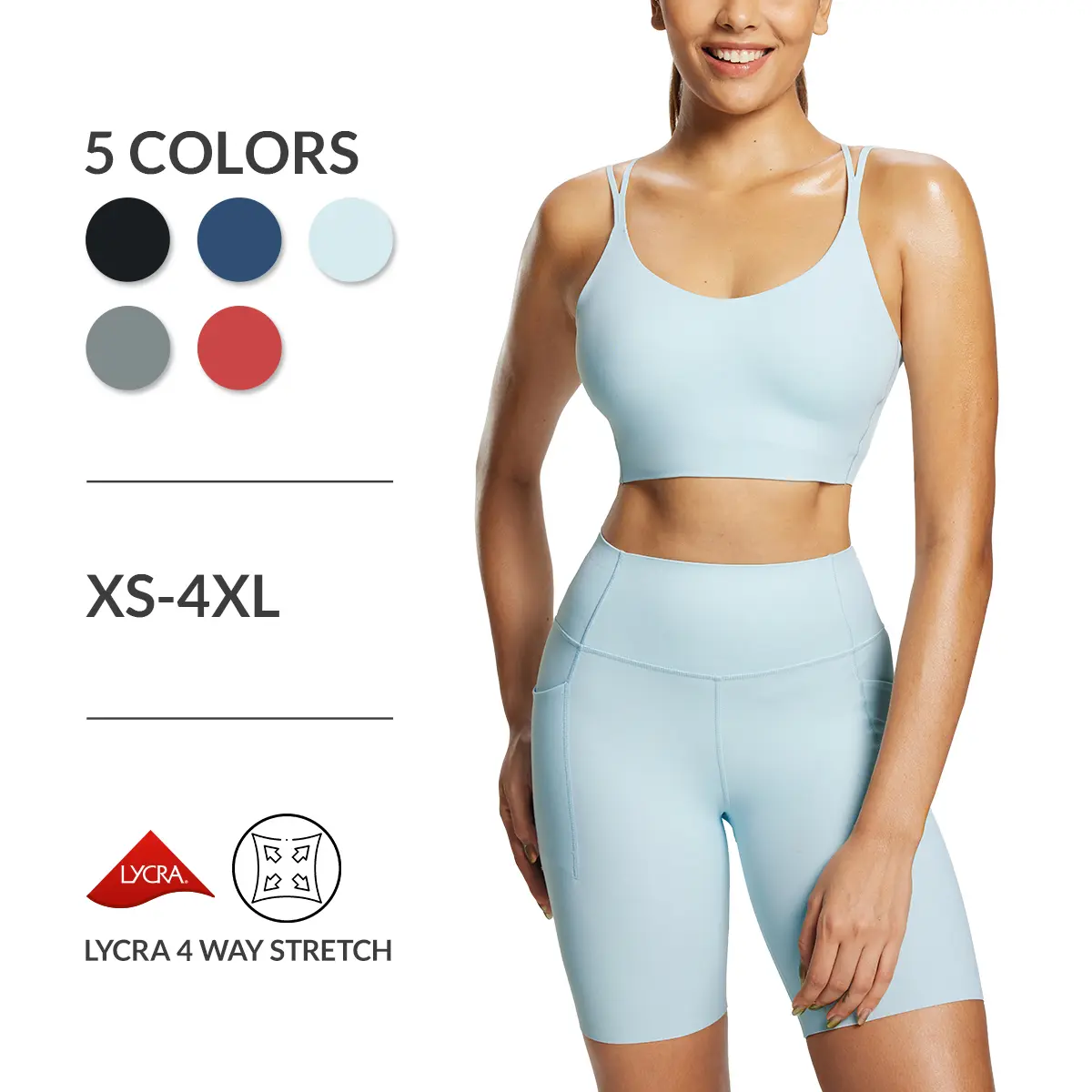 Baleaf Women's 2-Piece Yoga Suit Set - Sports Bra & 8'' Biker Shorts, Gym Workout Women Outfits for Yoga, Pilates, Workout Running & Fitness Activities