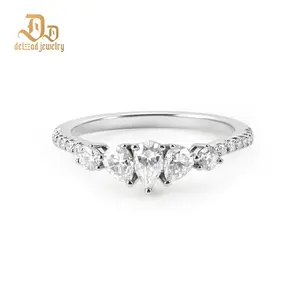 Delzzad 1.1ct Waltz of the Swans Ring Side Stone Engagement Ring  Synthetic Moissanite Ring Jewelry Copper Band Perfect Birthday Engagement Wedding Anniversary Christmas Valentine's Day Mother's Day Gift