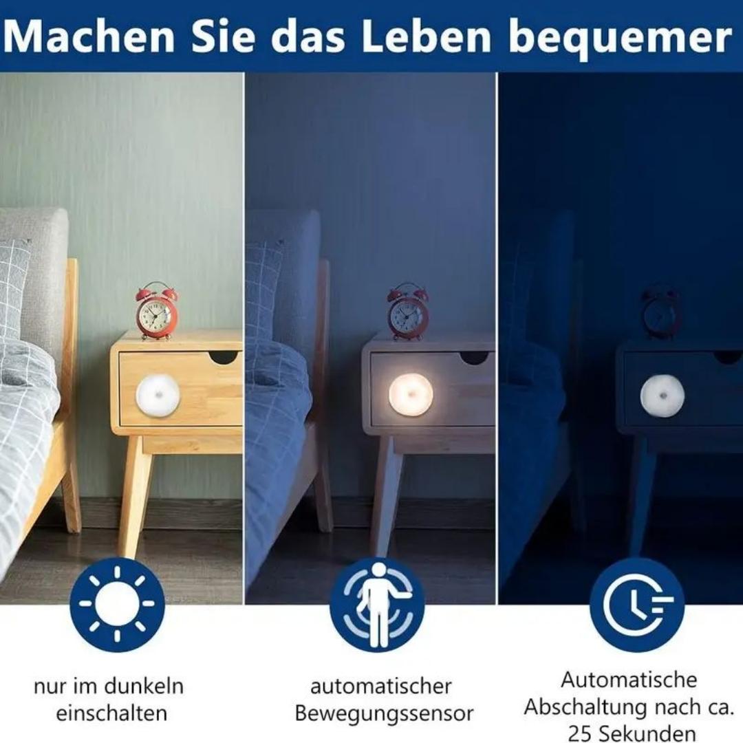 5-10 LEDs Motion Sensor Light, USB Rechargeable Round LED Light, Dimmable Night Light for Bathroom, Storage Cabinet, Stairway, Corridor & Office Space