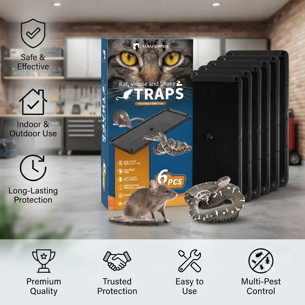 Mouse Traps, 6 Pack Large Glue Traps Mouse Traps Indoor for Home, Pre-Baited Non-Toxic Bulk Glue Boards for Mice, Snakes, Rat, Lizard, Cockroach & Spiders, Pet Safe, Easy to Use