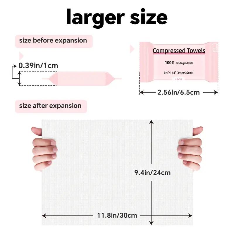 Disposable Compressed Towel Tablets - Facial Towels for Travel, Camping & Hiking - 1 Pack, 30 Count