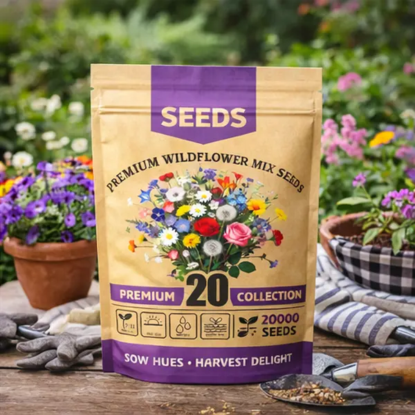 Perennial Wildflower Seeds Mix - 20000pcs Non-GMO Heirloom Seeds in Resealable Packet, Full Sun Plants for Garden Borders, Flower Garden, Both Indoors/Outdoors to Attract Bees, Butterflies, Birds